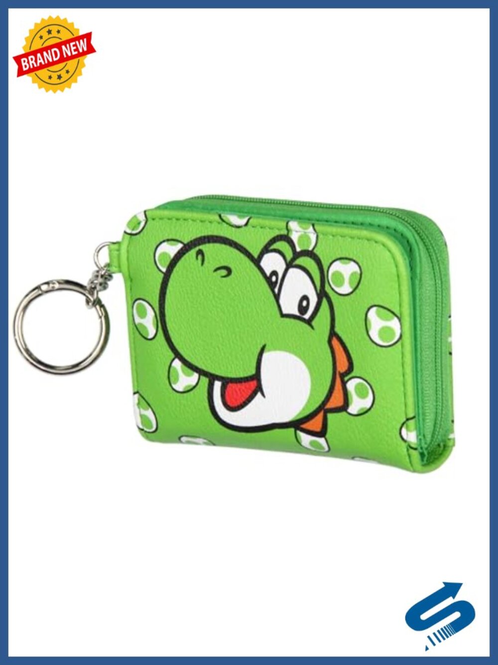 Bioworld Super Mario Yoshi Compact Wallet with Snap Closure and Zipper